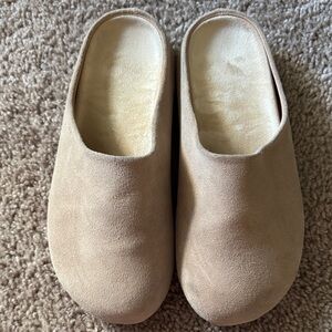 Cozy Tan Suede Slippers